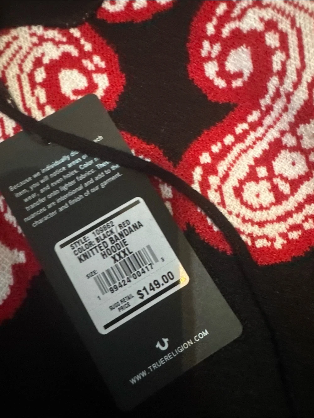 True religion Knitted Bandana Print Hoodie